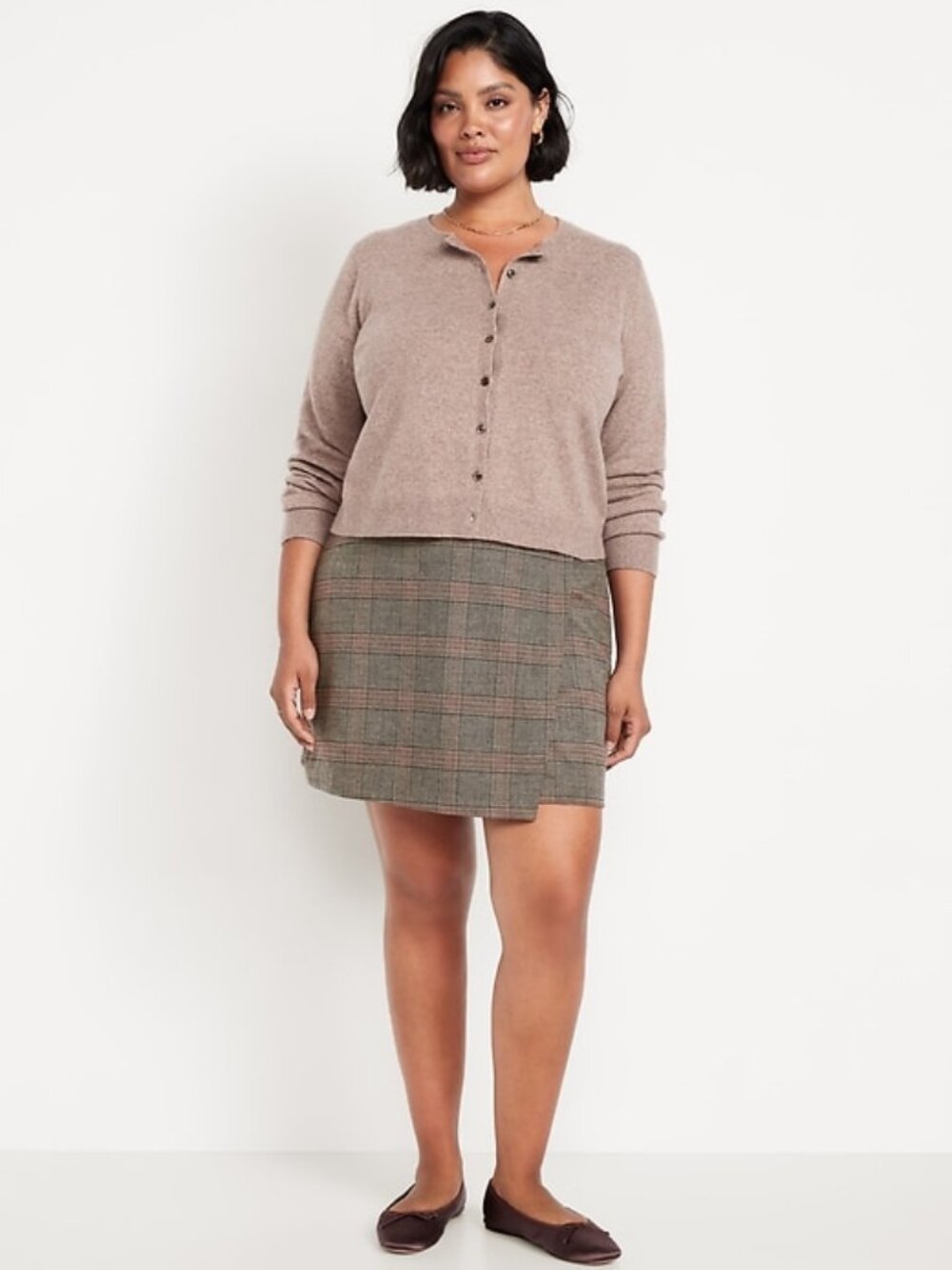 NWT OLD NAVY plus wrap front mini skirt in grey plaid (3X)